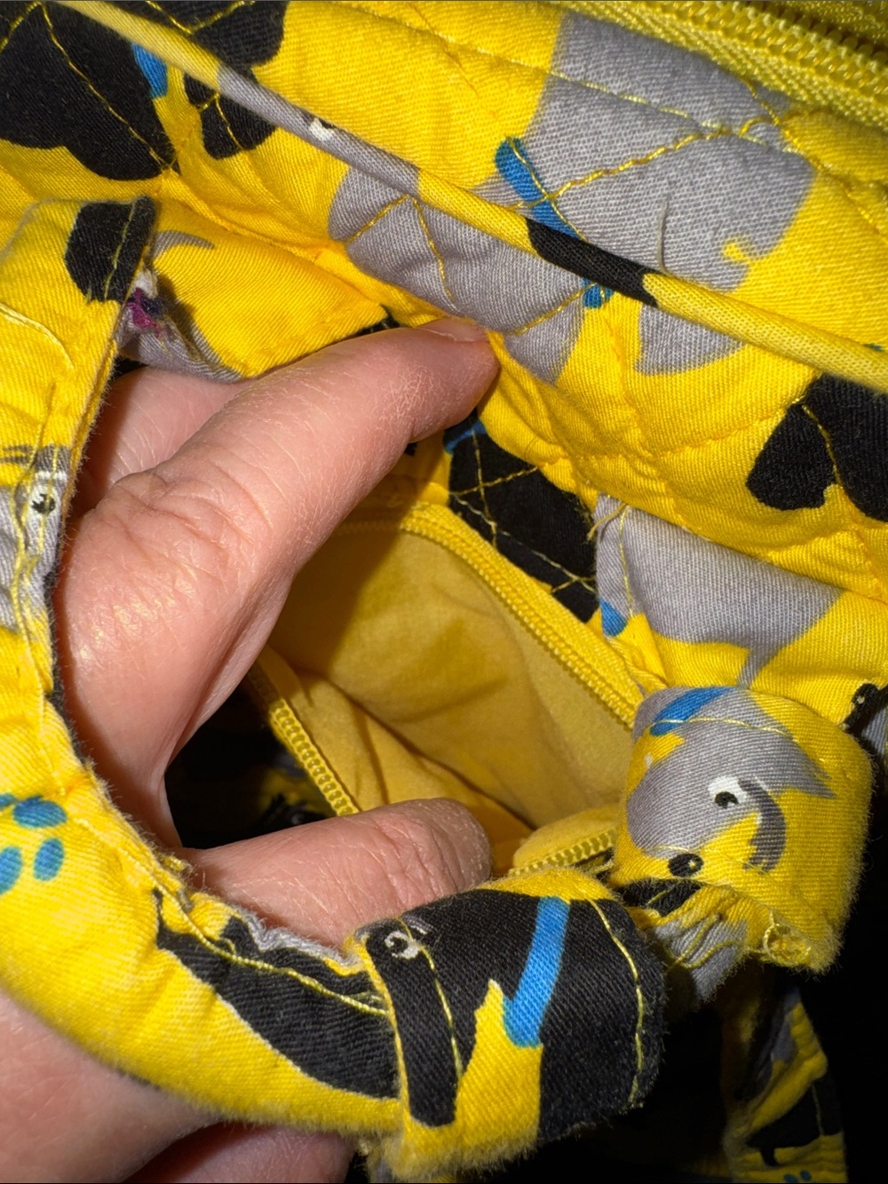 Yellow Quilted Mini Pet Pattern Backpack - Picture 9 of 13